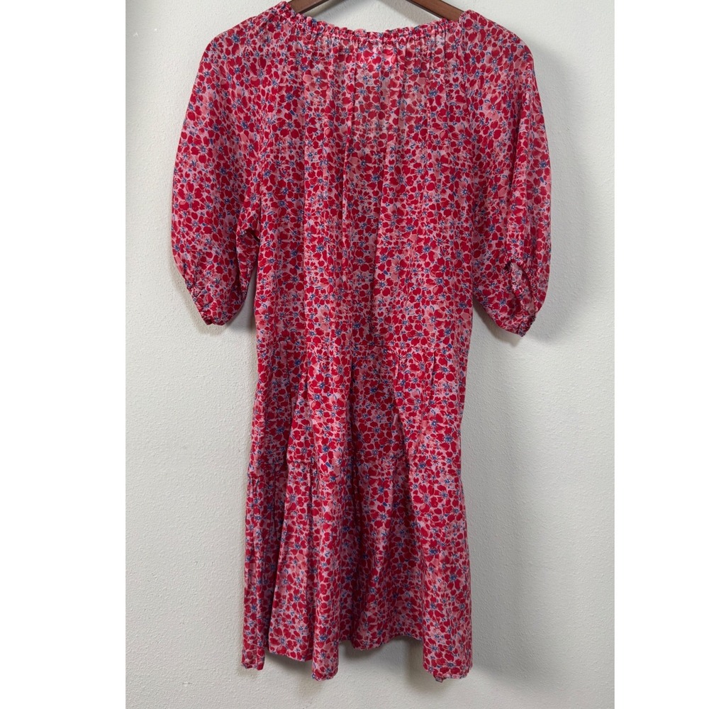 XIRENA Dolly Silk Cotton Mini Dress Ditsy Floral Short Puff Sleeves Semi Sheer S - Picture 4 of 9